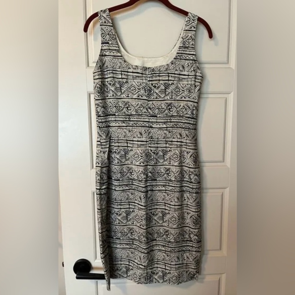 Jones New York Patterned Silk Black & White Dress sz 8